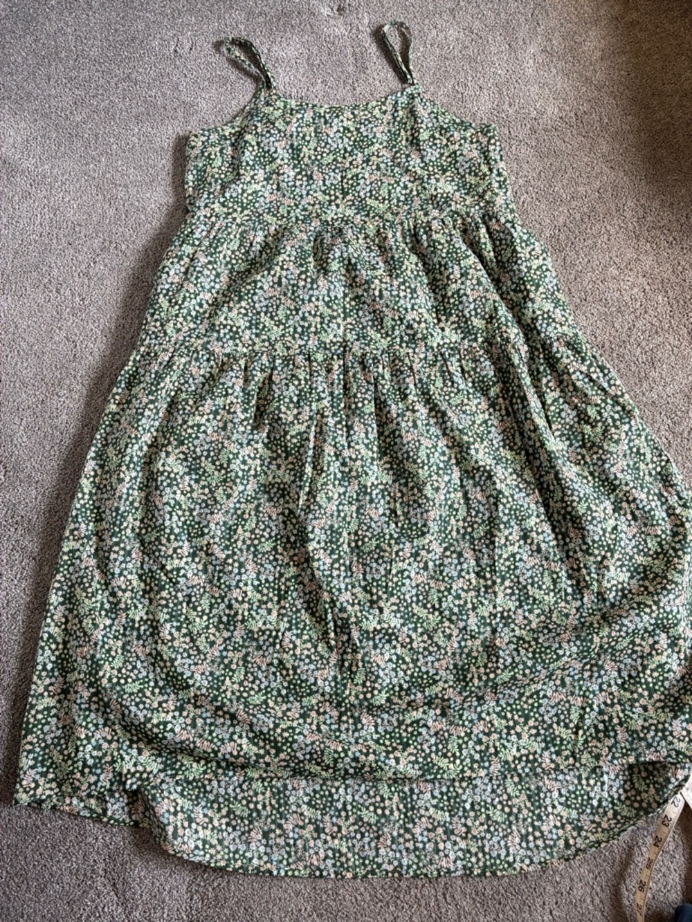 Green Floral Midi Sundress - Lightweight Women's dress- Carve Designs - Picture 7 of 11